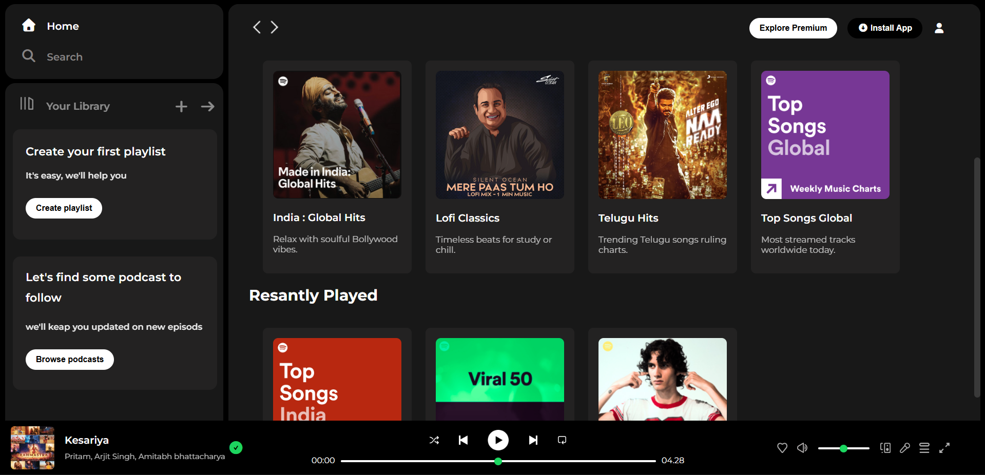 Spotify Clone preview